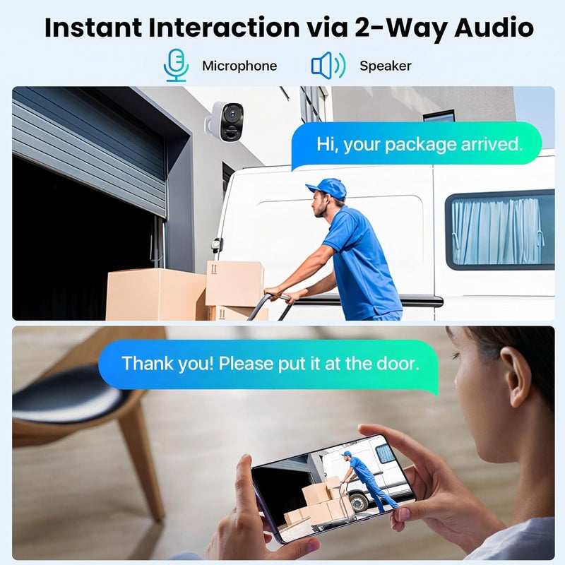 HITELLARCAM 2025 Upgraded 2K Security Cameras Wireless Outdoor (2 Pack), Free Cloud Storage, Long Battery Life, AI Motion Detection, Spotlight & Siren, Waterproof, WiFi Surveillance Outdoor Camera with 2-Way Talk - Image 5